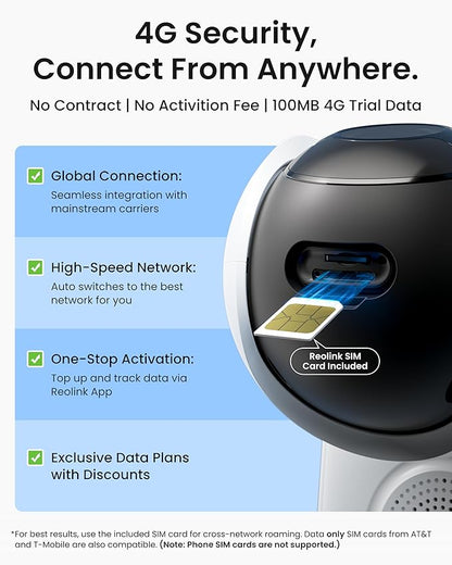 REOLINK Altas Go PT 4G LTE Solar Cellular Security Camera Wireless Outdoor, 360° 24/7 Recording, 10s Pre-Record, for Home Security, 2K ColorX Night Vision, Smart Detection, Large Battery and 12W SP