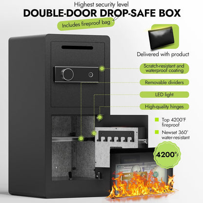 Extra Large Heavy Duty Double Door Home Safe Fireproof and Waterproof Bag Security Safe with Removable Shelves Digital Safes with Hidden Lock Box for Money Files Medicines (7.0 Cub Double Door)