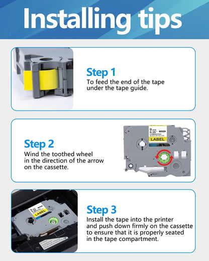 Weemay 3 Pack TZe-621 Compatible for Brother P-Touch Label Tape 9mm 0.35 Black on Yellow TZe TZ Tape TZ-621 TZ621 TZe621 3/8 Label for PTouch PTD210 PTD220 PTH110BP PTD410 PTD600 Printer