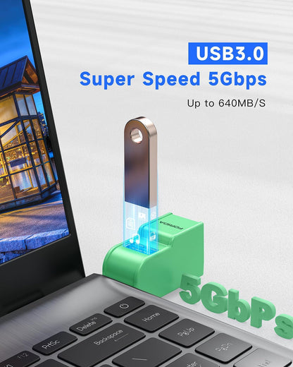 FORIDA 3 Ports USB 3.0 Adapter, USB Hub with 1 USB 3.0 and 2 USB 2.0 Ports, Portable USB Port Splitter for Keyboard, Mobile Hard Disk, U Disk, Camera, Mouse, etc (Green)