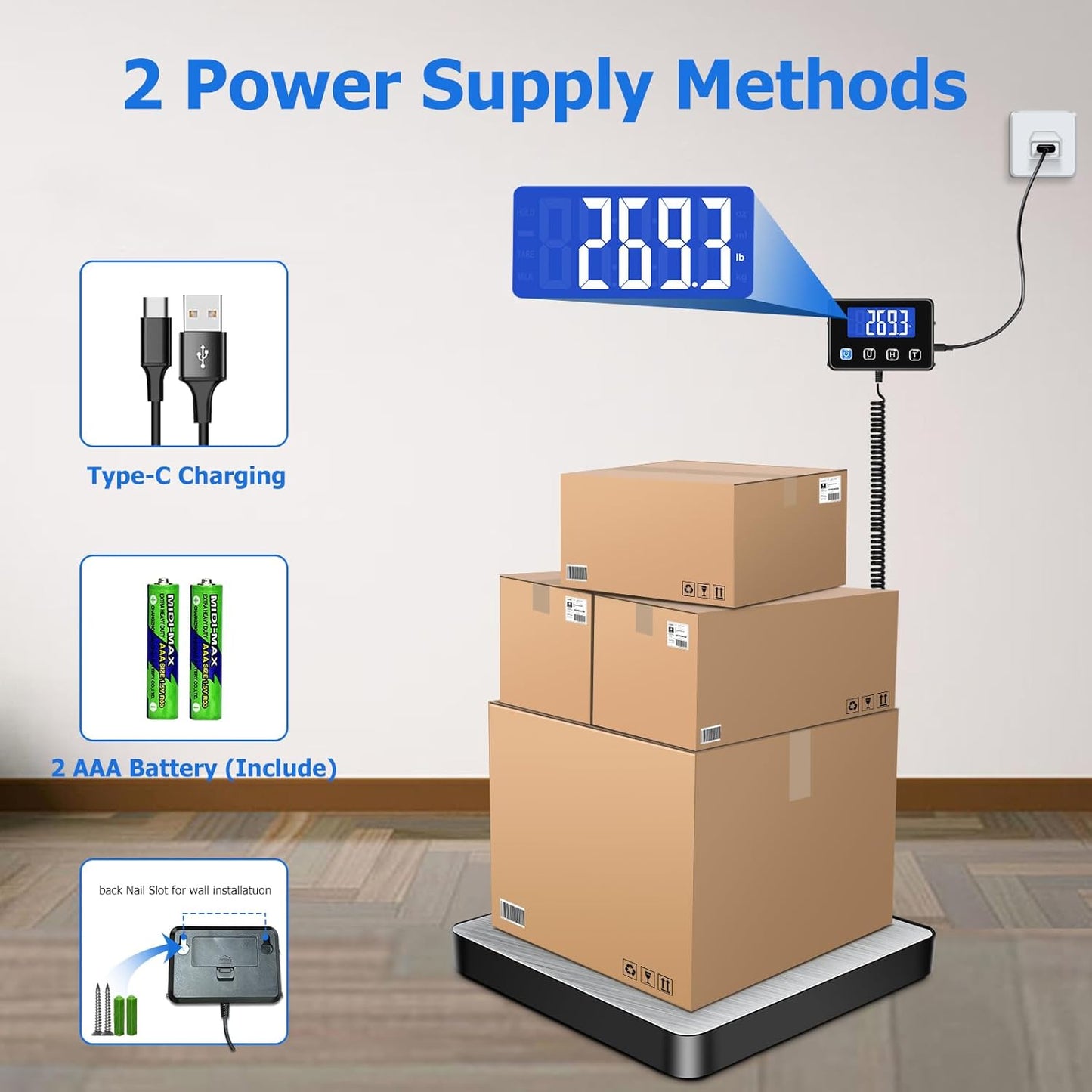 Shipping Scale, 440 lbs/0.35oz High Accurate Digital Postal Scale with Hold/Tare Function, Shipping Scale for Small Business, Packages, Luggage, Home Use, Battery & Charging Cable Include