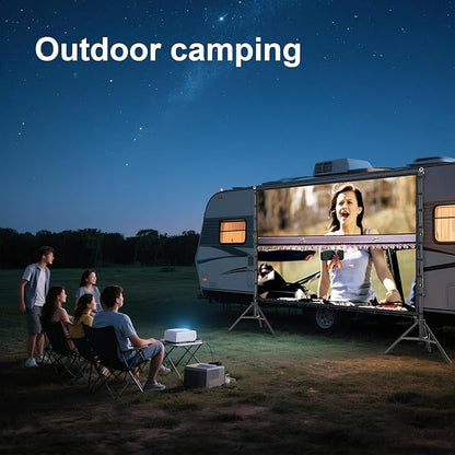 200inch Outdoor Projector Screen with Stand,XINLEMY Big Portable Projection Screen,16:9 4K HD Wrinkle-Free Rear Front Movie Screen with Carry Bag for Backyard Night RVing Home Theater