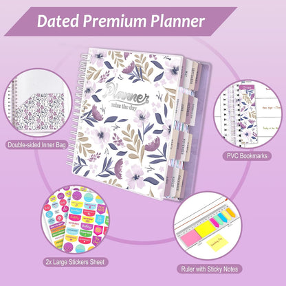 Planner 2025-2026, 18 Months Large Academic Daily Weekly Monthly Planner Organizer, July. 2025 - Dec. 2026, 8.5x9.8" Agenda with Page Tabs, Separator Page, Pocket Folder, Bookmark, Stickers & Sticky Note Set