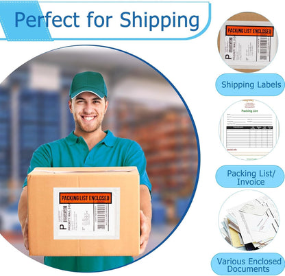 1000pcs 4.5”x5.5” Packing List Envelopes Self-seal Packing Slip Envelope Pouches Shipping Label Sleeves Top Loading Packing List Enclosed Bags.