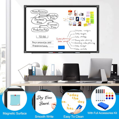 H-Qprobd 36"x24" White Board for Wall Double-Sided Magnetic Dry Erase Board with Black Aluminum Frame, Presentation Whiteboard Suitable for Home, Office, Classroom & Kitchen
