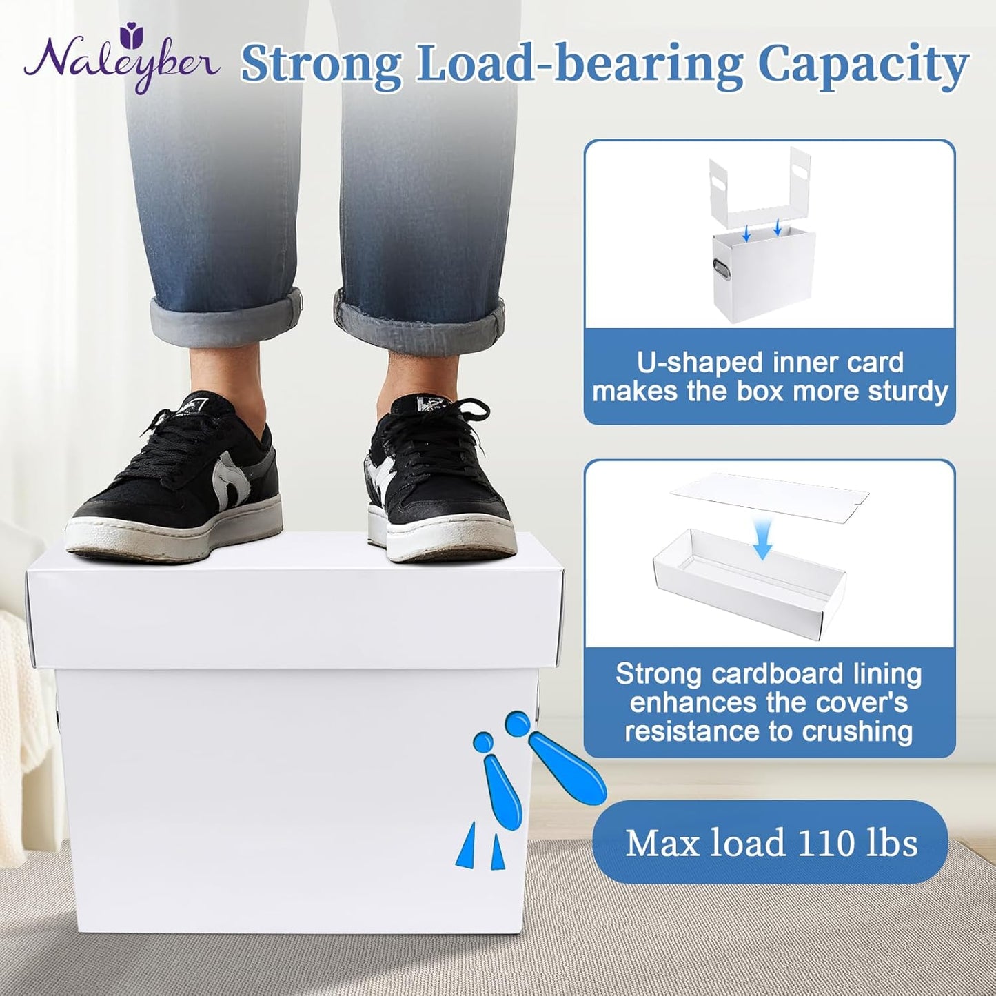 File Organizer Box with Lid, Collapsible Hanging File Folder Storage Boxes for Documents, Portable Filing Organizer for Office, Home, Classroom(White, 2 Pack)