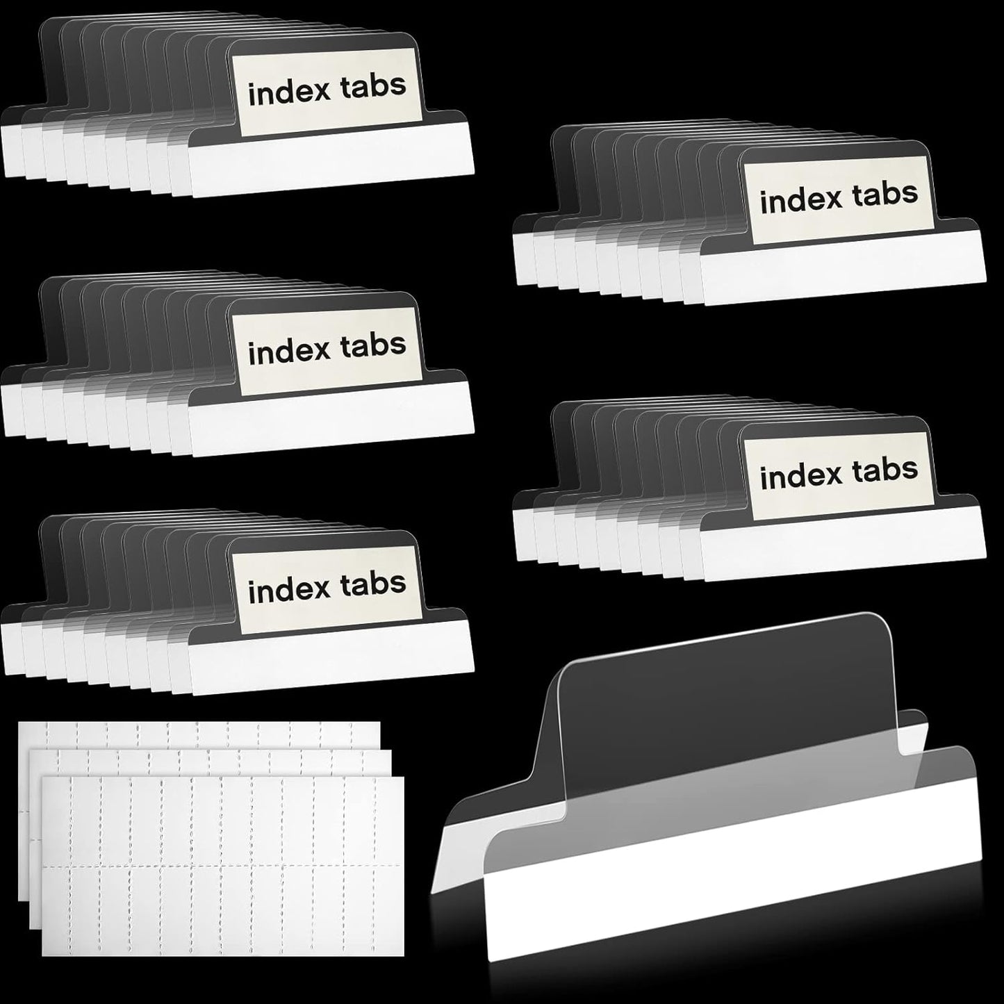 Insertable Self Adhesive Tabs with Printable Inserts, 1 Inch Clear Index Tabs Sticky Plastic Divider Planner on File Folder and Inserts for Book Page(50 Pieces)