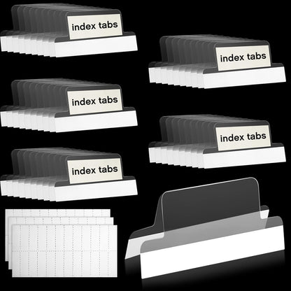 Insertable Self Adhesive Tabs with Printable Inserts, 1 Inch Clear Index Tabs Sticky Plastic Divider Planner on File Folder and Inserts for Book Page(50 Pieces)
