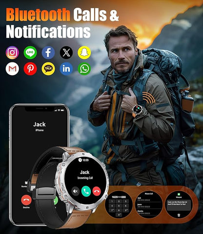 LIGE Smart Watches with 900mAh Battery,1.73" AMOLED relojes para Hombres with Bluetooth Call,110+Sports Mode Tactical Fitness Watch/Heart Rate Sleep Health Monitor/Android iOS Smart Watch