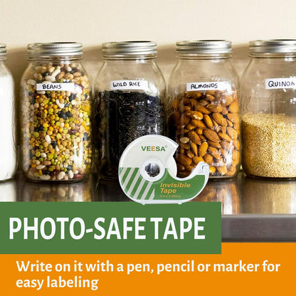 VEESA 12 Rolls Invisible Tape with Dispenser, 3/4 x1000 Inches, Gift Wrapping Tape for Label & Mend, Classroom, Office, School Supplies