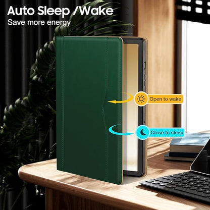 OKP Case for Samsug Galaxy Tab A9+ Plus 11 inch 2024(SM-X210/X216/X218), PU Leather Folio Cover with Multi-Angle Stand//Pen Holder, Auto Wake/Sleep Case for Galaxy A9+ 11" Tablet (Alpine Green)
