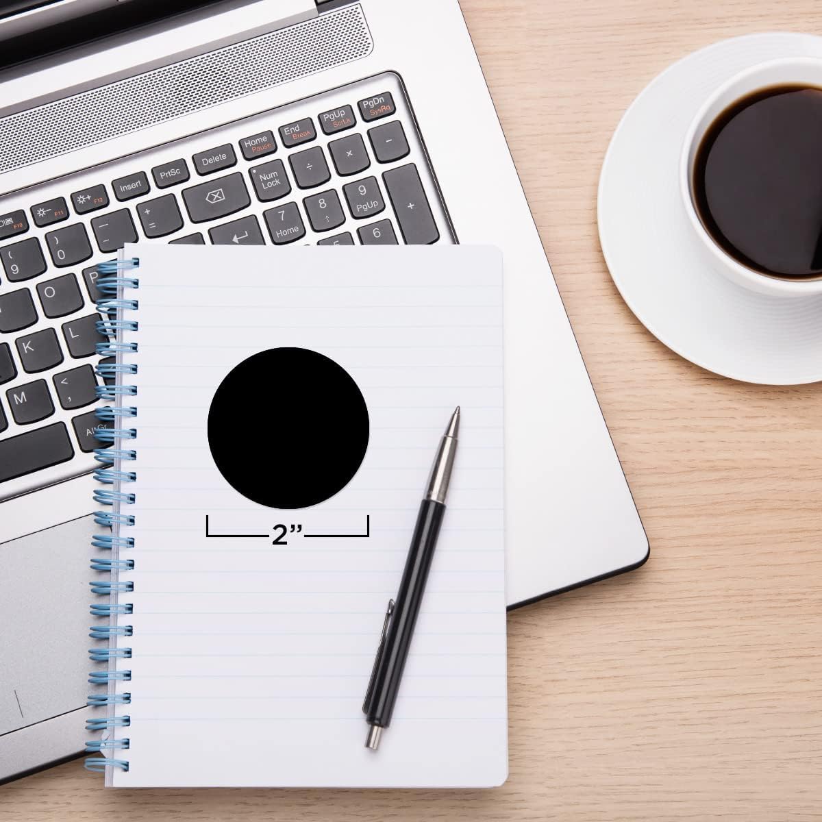 ChromaLabel 2 Inch Circle Sticker Labels, Easy to Write On Round Colored Stickers, Permanent Adhesive Labels - 500 Sticky Dots per Roll, Black Dot Stickers - Case of 5