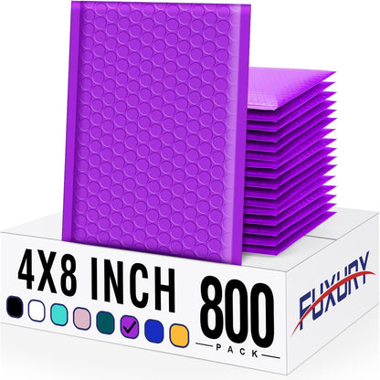 Fuxury Bubble Mailers 4x8 Inch Purple 800 Pack Padded Envelopes Usable Size 4x7" Thick Mailing Envelopes Bubble Opaque Padded Mailers Shipping Bags for Mailing Jewelry Makeup Small Business Bulk #000