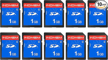INDMEM SD Card 1GB, 10 Packs Class 4 1GB Flash Memory Card MLC Standard Secure Digital Cards Camera Card