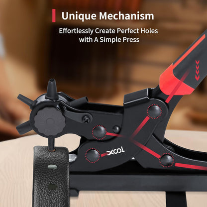 XOOL Oval & Round Holes Belt Hole Puncher for Leather, Precision Multi-Size Leather Hole Punch for Watch Bands, Straps, Collars, Saddles, Shoes, Fabric, DIY Home, Craft Projects