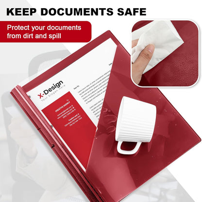 Teling 48 Pack Clear Front Report Covers with 3 Prongs Fasteners, 11.42 x 9.45 Inch Plastic Presentation Folders Bulk, 90 Sheet Capacity, Book File Covers for Office School Business, Red