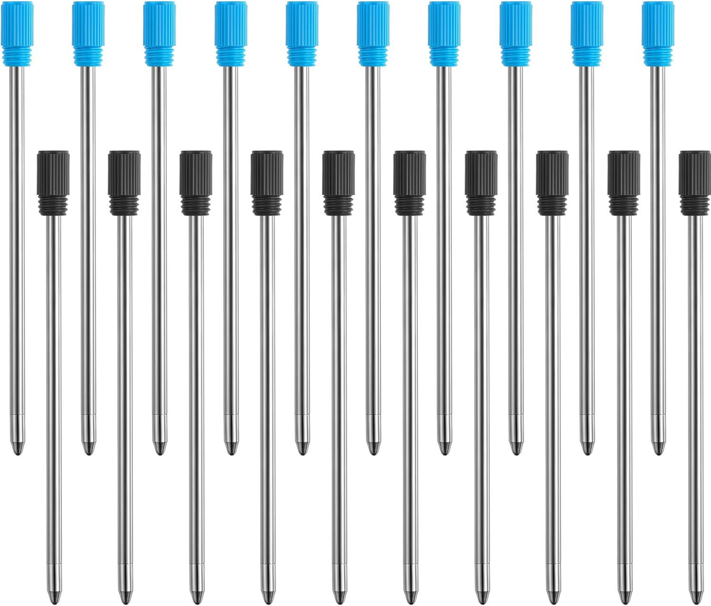 TecUnite 20 Pieces 2.75 Inch Ballpoint Pen Refills for Diamond Crystal Stylus Pens with Black Velvet Bag Supplies(Black and Blue Refill)