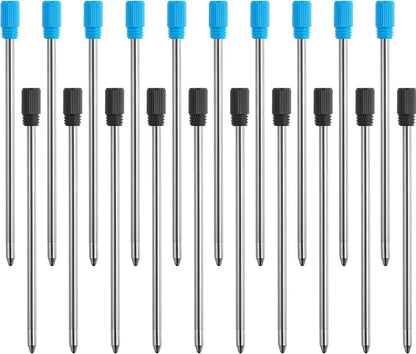 TecUnite 20 Pieces 2.75 Inch Ballpoint Pen Refills for Diamond Crystal Stylus Pens with Black Velvet Bag Supplies(Black and Blue Refill)