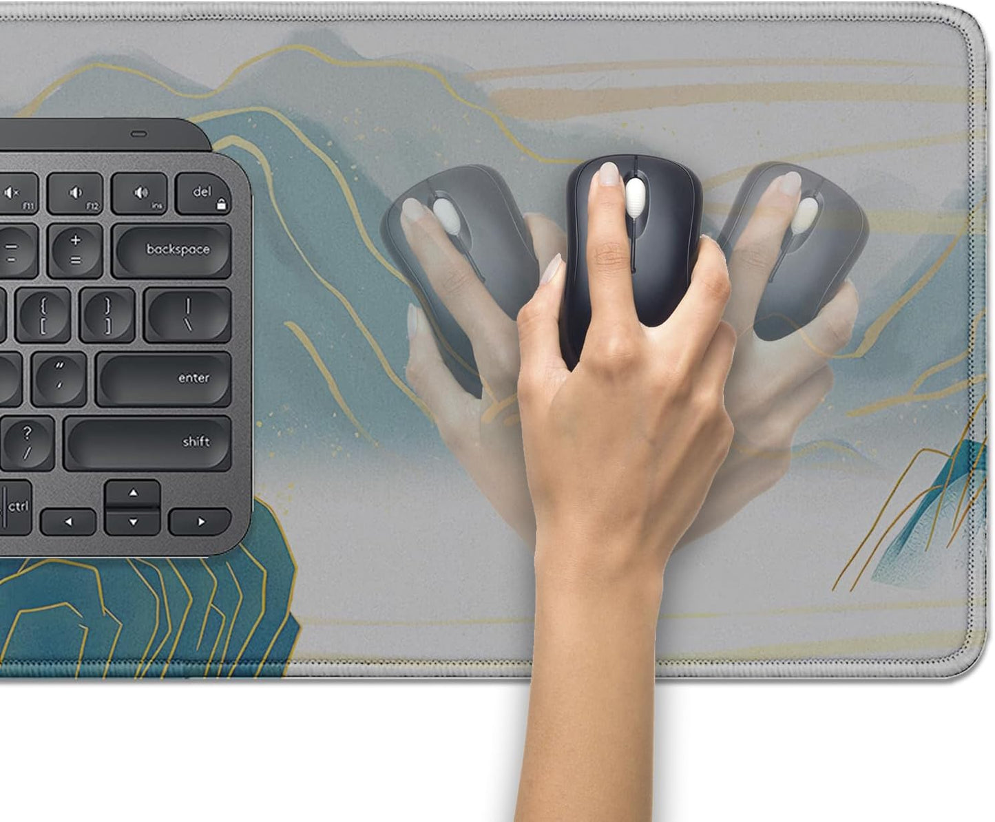 Gold Mountains Mouse Pad,Extended Mountainous Mousepad Desk Pad with Stitched Edges,Non-Slip Waterproof Rubber Base Mouse Mat for Office Computer Keyboard Laptop Home(27.5x11.8 in)