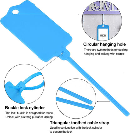 100pcs Blank Plastic Tags for Labeling Reusable Hanging Tags Ties Key Tag Storage Labels Waterproof Plastic Mark Label Writable Hang Sign with One Marker Pen (Blue)