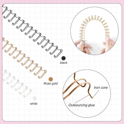 30Pcs Metal Double Loop Binding Wires Double Spiral Binding Ring Coil, 9/16" 23 Holes, 2:1 Pitch Cinch Binding Machine Wire for Teacher Student Document Notebook File Making (Classic Color)