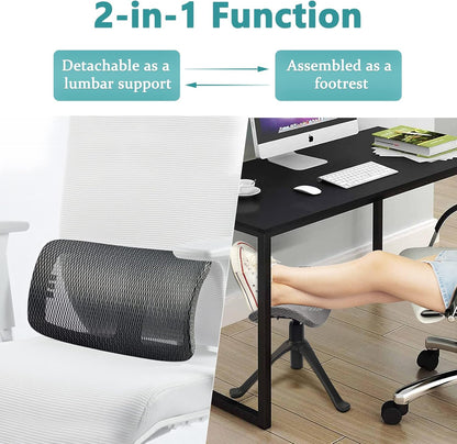 Footrest for Desk Adjustable Height 2-in-1 Function Rotatable Ergonomic Under Desk Footrest Ottoman Stool Rolling Leg Rest for Home Office (Gray)