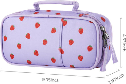 Choco Mocha Strawberry Pencil Case for Girls, Soft Pencil Case Kids Pencils Pouch for Kindergarten Girls, Purple