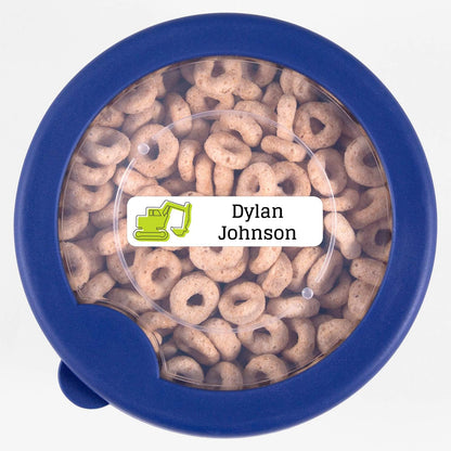 Name Bubbles - Custom Small Rectangle Name Labels for Kids (64 Labels) - Personalized Waterproof Name Stickers for Daycare, Lunch Boxes, Water Bottles, Shoes, School Supplies, & Camp (Truck)