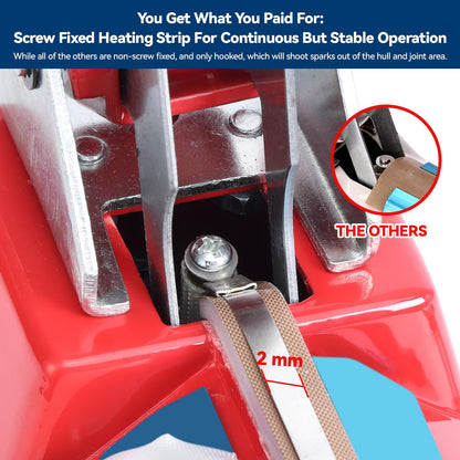 Sealer Pro, Patented 8-inch Impulse Heat Sealer, 2-mm Sealing Width Super Heavy Duty Bag Sealing Machine with Extra 2 Replacements, 1Fuse Included, Red