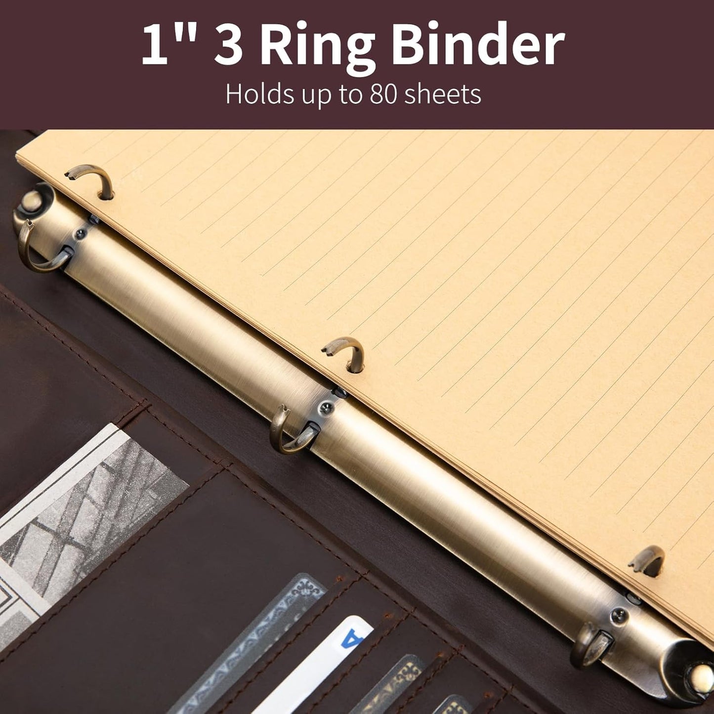 Personalized Genuine Leather 3 Ring Binder Portfolio, Custom Engraved 8.5 x 14 Legal Size Pad Padfolio, Hidden Handle, 15” Laptop Organizer, Zip Professional Business Folio, Dark Brown