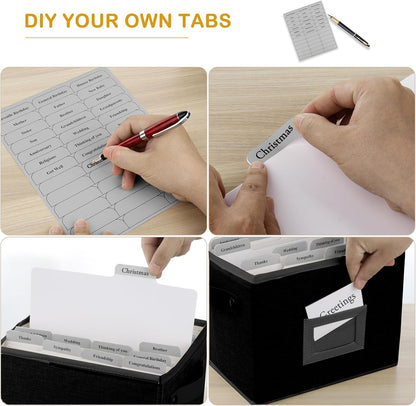 Greeting Card Organizer Box with 16 Dividers,Collapsible Greeting Card Storage Box with Handles Hold 150+ Cards,Greeting Card Holder for Greeting Cards,Sticker, Recipes, Photos, Envelopes