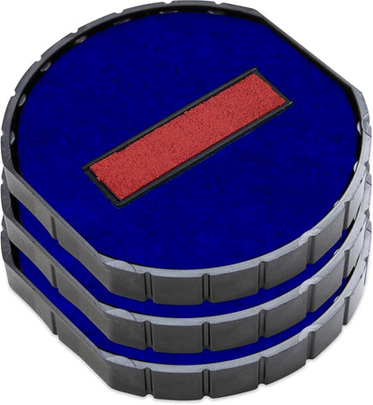 COLOP E/R45 Non-Toxic, Water Based Premium Replacement Pad for Printer R45 Stamp - Pack of 3 - Blue & Red (2 Colors)