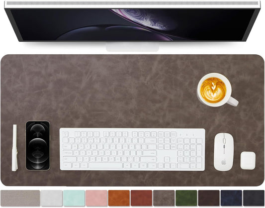 Distressed Leather Desk Mat - Non-Slip PU Desk Pad for Office and Home - Desk Organization and Accessories - Ideal for Large Mouse Pad and Desk Mats on Top of Desks(Slate Gray,31.5"x 15.7")