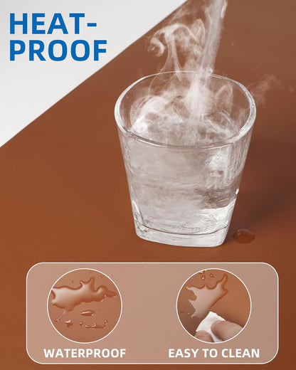 Leather Desk Pad Blotter,Mouse Pad,Office Desk Mat, Non-Slip PU Leather Desk mat,Large Desk mat,Waterproof Keyboard mat for Office/Home/Decor (Brown,31.5" x 15.7")