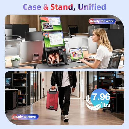 Quad Laptop Screen Extender, 15.6" FHD 1080P Triple Monitor, Combine into One 30" Screen (Landscape/Portrait), Just 1 Cable for 3 Screens, Driver Required, Compatible with Wins & Mac(M1/M2/ M3/M4/M5)
