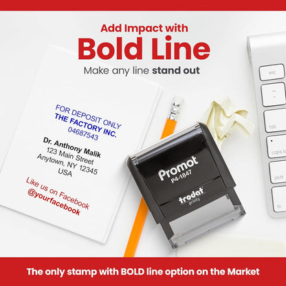Promot Self Inking Custom Stamp - Up to 4 Lines of Personalized Text, Customized Address Stamp with Easy to Change Ink Cartridge (Medium)