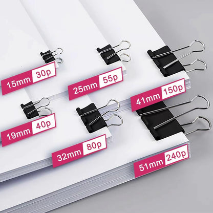 208 PCS Binder Clips Paper Clamps Assorted Sizes, Metal Paper Binder Clip, Black Binding Paperwork Clamp Bulk, Office Supplies for School Teachers