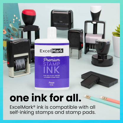 ExcelMark Self Inking Stamp Refill Ink - 2 oz. - Purple Ink