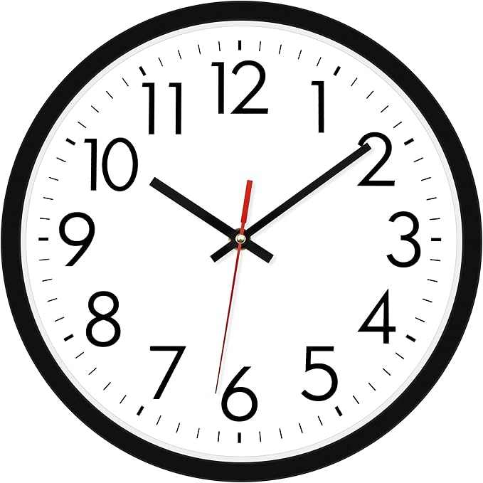 Lumuasky Wall Clock, Silent Non-Ticking 12 Inch Quartz Battery Operated Round Analog Wall Clock for Classroom,School, Office, Living Room, Bedroom,Kitchen