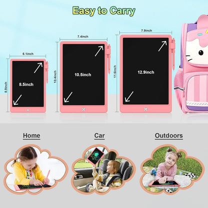 12.9 Inch LCD Writing Tablet for Kids, Colorful Toddler Doodle Board - Erasable Drawing Pad, Educational Learning Toy for Ages 3-8 - Valentine's Day Christmas Birthday Gifts (12.9 Inch, Pink)