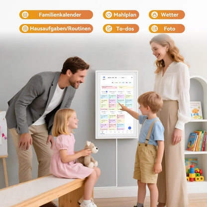 15.6'' Digital Calendar Chore Chart, Wall Touchscreen Smart Electronic Calendar for Interactive Family Schedules, Meal Planner, to Do List, Achievement Rewards Two-Way Sync w/Stand Wall Mount
