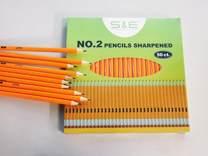 S & E TEACHER'S EDITION 50Pcs Wooden Pencils with Eraser Tops, Wood Pencil, Pre-sharpened Pencils with Eraser top, 2 HB Pencil for Writing Drawing Sketching Back to school