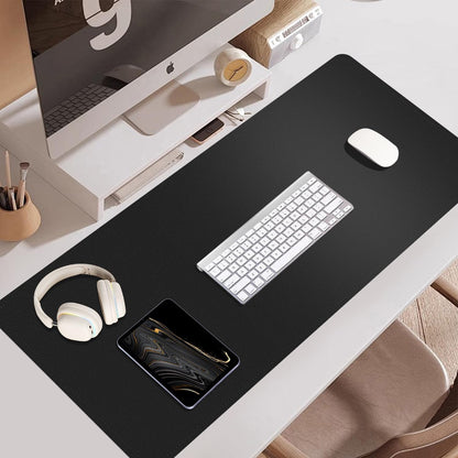 BLESWIN Large Desk Pad Mat 47.2"" x 17"", Office Desk Mat, Non-Slip PU Leather & Cork Desk Blotter for Keyboard and Mouse, Large Desk Mat, Large Mouse Pad for Office & Home(Black)