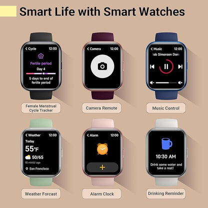 Smartwatch for Women, Compatible with Android & iPhone, 1.8'' Fitness Tracker Watch with Alexa, Call & Notification Alerts, Heart Rate & Sleep Monitor, 120 Sports Modes, Waterproof Watch for Women