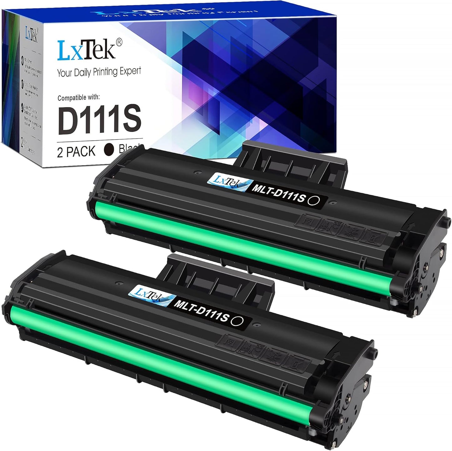 LxTek Compatibile Toner MLT-D111S Sostituzione per Samsung MLT-D111S D111S per Samsung Xpress M2026W M2026 SL-M2070 SL-M2070W SL-M2070F SL-M2070FW M2020W M2020 M2022 M2022W, 2 Nero