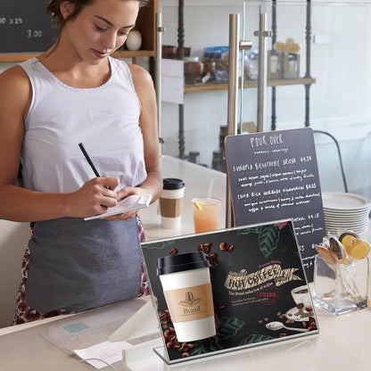 8 pack Acrylic Sign Holder 4 x 6 Inches,Clear Plastic Sign Holder Paper Photo Display，Menu Tabletop Stand，Clear Acrylic Picture Frame，Flyer Holder（Horizontal）