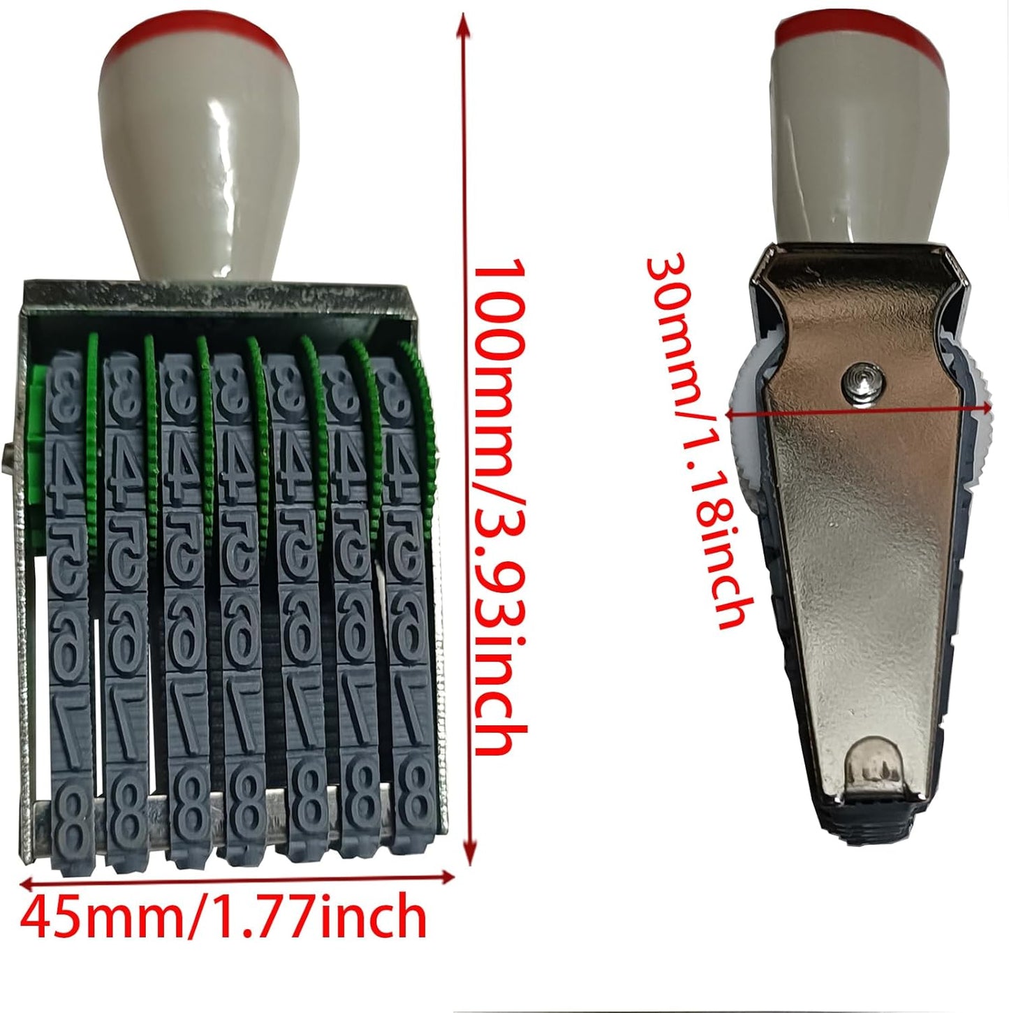 zeng 7 Digits Rubber Number Stamp, Adjustable Number 0-9 and Symbols, Manual DIY Date,Business, Office, 43x7mm Imprint, Ink Not Include
