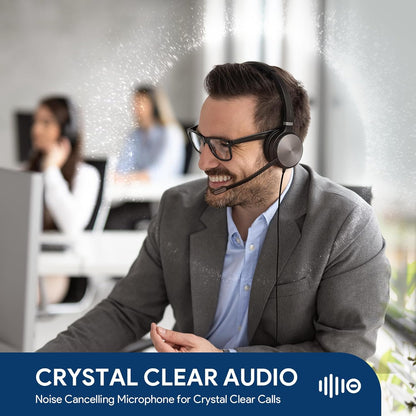 Yealink UH36 Professional USB Headset Wired Headphones for Work Calls and Music, Headset with Noise Cancelling Mic for Computer PC Laptop（UC Compatible, Mono,3.5mm Jack/USB Connection）