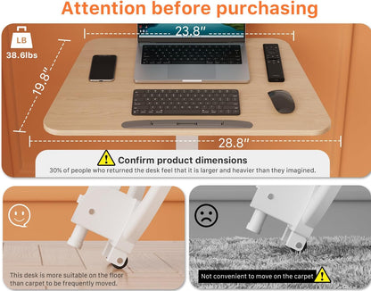 JOY worker Foldable Mobile Standing Desk, Pneumatic Height Adjustable Sit Stand Desk, 90° Tiltable Rolling Laptop Desk, Portable Cart with Wheels Non-Slip Mat for Home Office, Holds Up to 22lbs