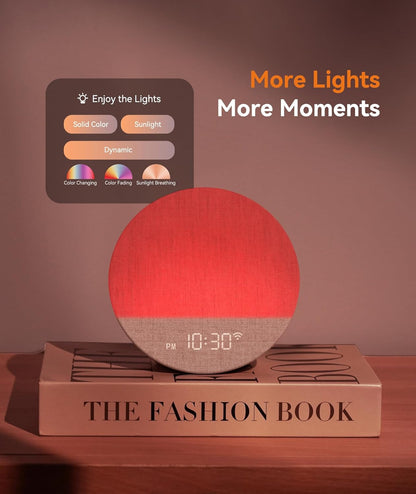 Dreamegg Sunrise 1+ Sound Machine, Sunrise Alarm Clock, Night Light, APP Control, Sleep Routines, Favorites Mode, 34 Soothing Sounds, White Noise Sound Machine, Wake Up Light for Bedrooms, Adults